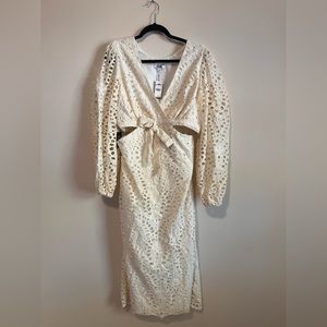 Express Edition Midi Dress, Size Large, Cream